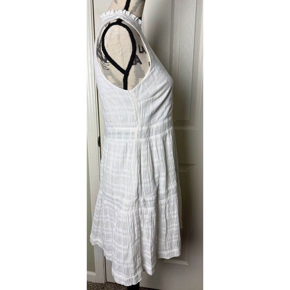 Gibsonlook White Sleeveless Ruffle Split Neck Knee Sundress Women Size S - Picture 4 of 7